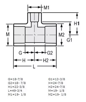 12" x 18" Sch 40 PVC Reducing Tee Soc 401-678F (Fabricated Fitting)